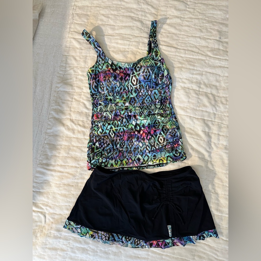 Patterned Tankini Swim Set
